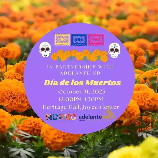 NDFSID day of the dead announcement orange background of flowers